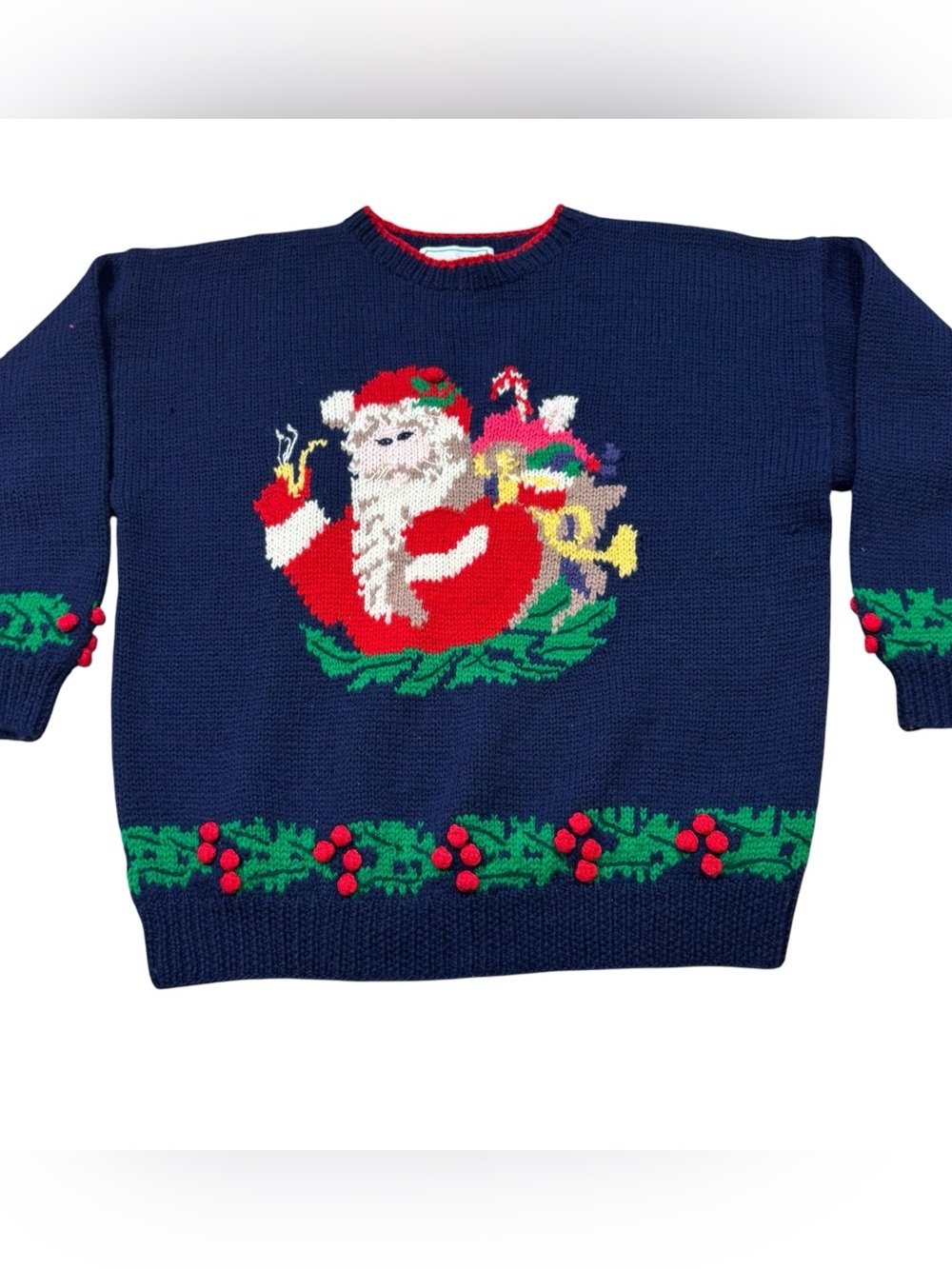 Rare Ladies Vintage Quissett Cove Brand 100% Wool Santa‎ Sweater Size Medium